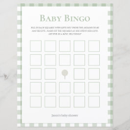 Lámina juego de bingo sage green golf baby ducha