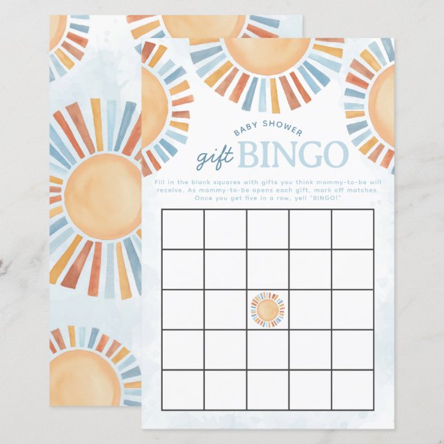 Lámina Juego de bingo Sunshine Baby Shower Gift (Anverso / Reverso)