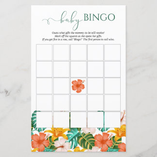 Lámina Juego de Bingo Tropical Baby Shower para Bebé en H