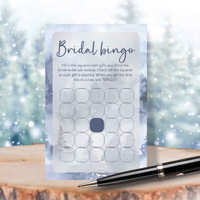 Lámina Juego de bingo Winter Forest Navy Blue Bridal Show (Subido por el creador)