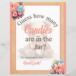 Lámina Juego de Boho Pink Bear Baby Shower Candy Jar