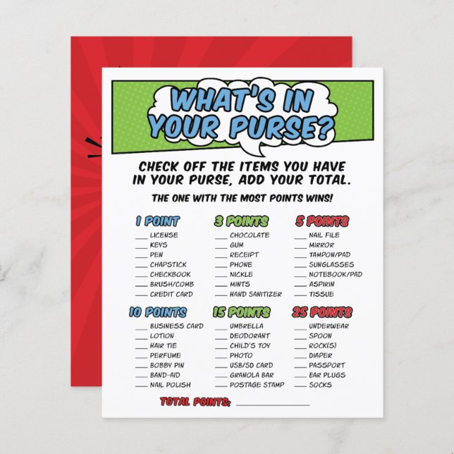 Lámina Juego de bolsos de Baby Shower Superhéroe de histo (Anverso / Reverso)