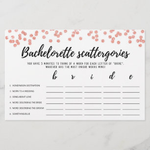 Lámina Juego de Bridal Scattergories editable para desped