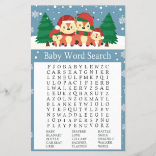 Lámina Juego de búsqueda Baby Shower Word para Winter fox