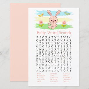 Lámina Juego de búsqueda de palabras Baby Shower para beb
