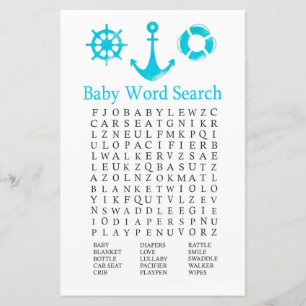 Lámina Juego de búsqueda de palabras de Baby Shower Ancho
