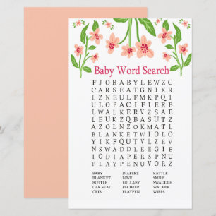 Lámina Juego de búsqueda de palabras de Baby Shower con f