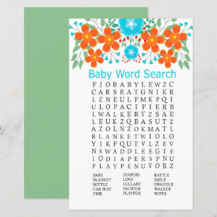 Lámina Juego de búsqueda de palabras de Baby Shower Flore