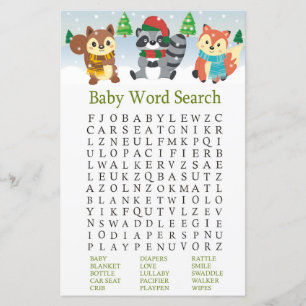 Lámina juego de búsqueda de palabras de Baby Shower para 