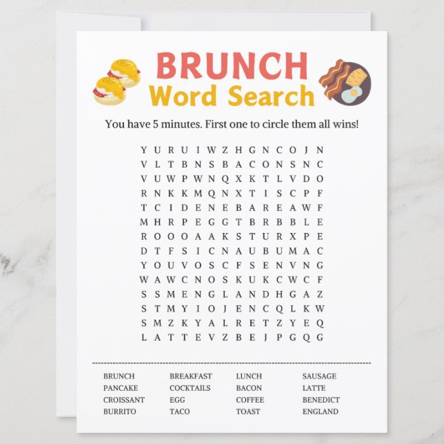 Lámina Juego de búsqueda de palabras de Brunch (Anverso)