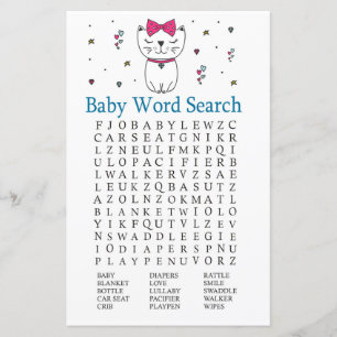 Lámina Juego de búsqueda de palabras de Cat o Kitten Baby