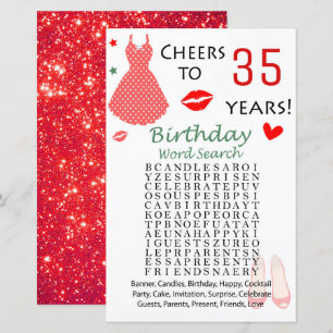 Lámina Juego de búsqueda de palabras de cumpleaños 35