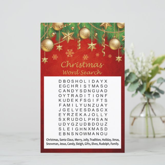 Lámina Juego de búsqueda de palabras de Navidad de juguet (Anverso de pie)