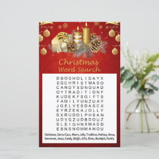 Lámina Juego de búsqueda de palabras de Navidad decoracio