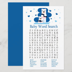 Lámina Juego de búsqueda de palabras de oso polar Baby Sh