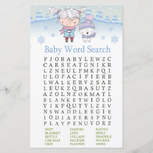 Lámina juego de búsqueda de palabras del oso polar Baby S