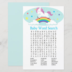 Lámina Juego de búsqueda de palabras para baby shower de 