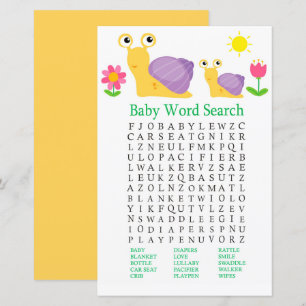 Lámina Juego de búsqueda de palabras para baby shower de 