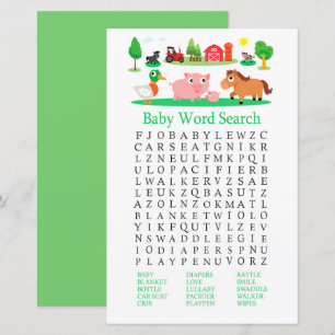 Lámina Juego de búsqueda de palabras para baby shower en