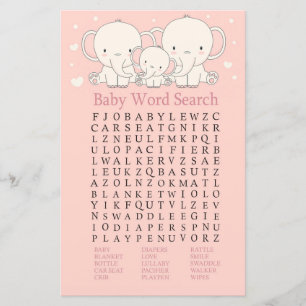 Lámina Juego de búsqueda de palabras para Elephant Baby S