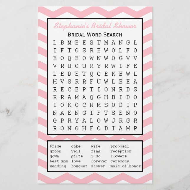 Lámina Juego de búsqueda de palabras para la fiesta de no (Anverso)