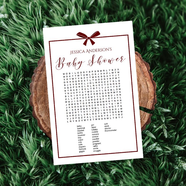 Lámina Juego de búsqueda de palabras rojo blanco Baby Sho (Subido por el creador)