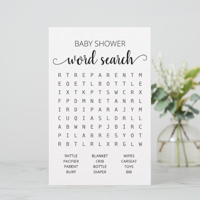 Lámina Juego de búsqueda de Word juego de fiesta Baby Sho (Anverso de pie)