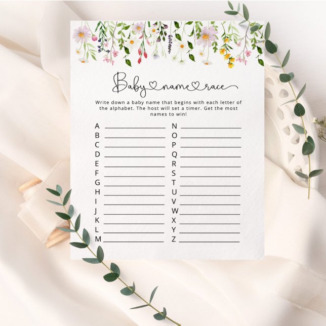 Lámina Juego de carrera de nombres de bebé Flores silvest (Subido por el creador)