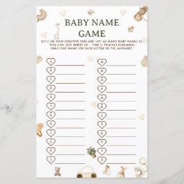 Lámina Juego de carrera de nombres de bebé para baby show