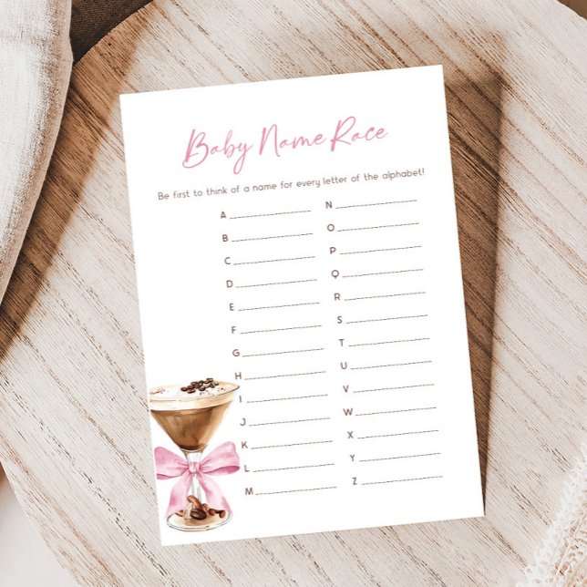 Lámina Juego de carrera de nombres de ducha de Martini de (Espresso Baby Shower Game)