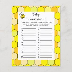 Lámina Juego de carreras Bee floral Baby Name