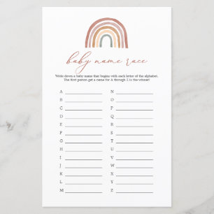 Lámina Juego de carreras Rainbow Baby Shower Name