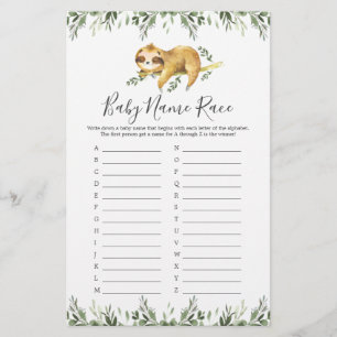 Lámina Juego de carreras Sleeping Slots Baby Shower Name