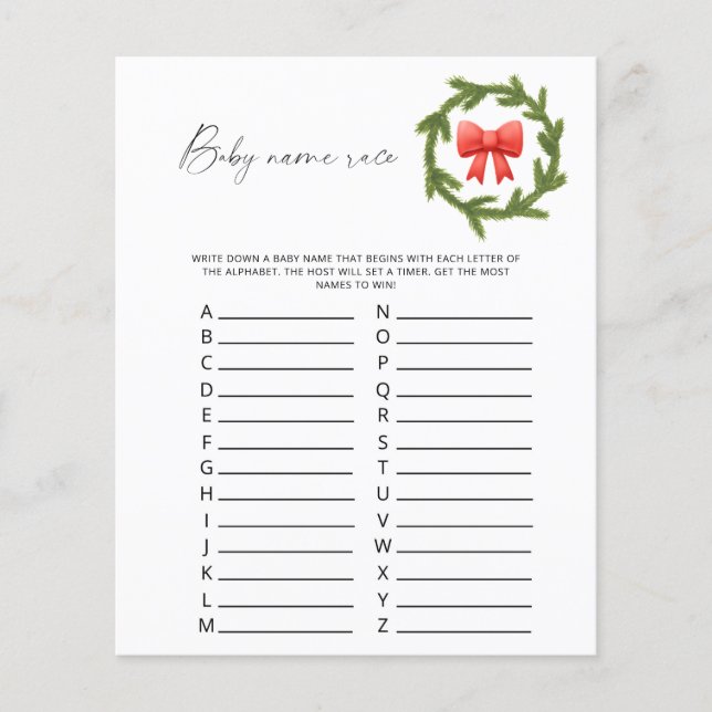 Lámina Juego de carreras Winter Baby (Anverso)