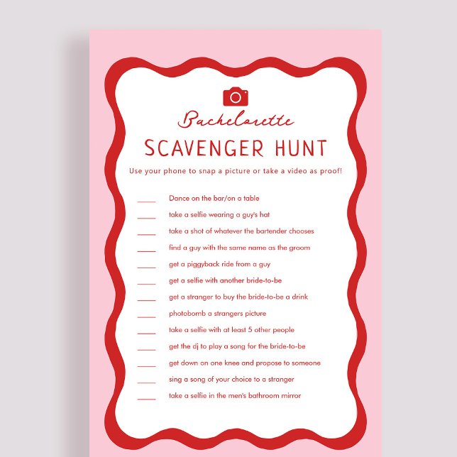 Lámina Juego de caza de scavenger de Bachelorette Rojo Re (Subido por el creador)