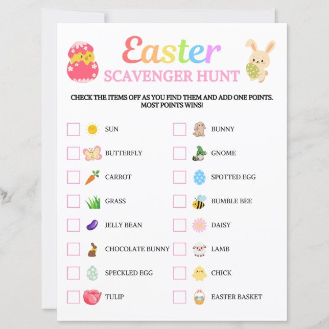 Lámina Juego de caza de scavenger de Pascua (Anverso)