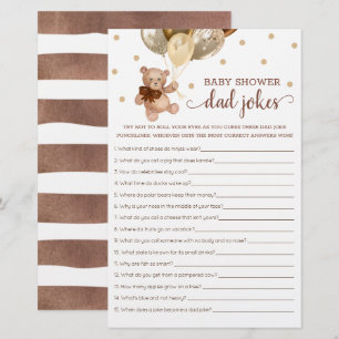 Lámina Juego de Chistes de Baby Shower Dad Teddy Bear Bro