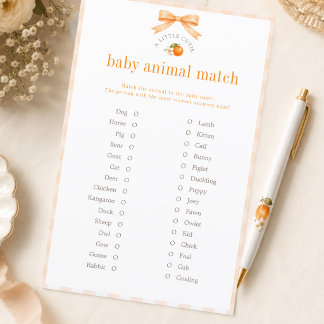 Lámina Juego de coincidencia de animales para baby shower