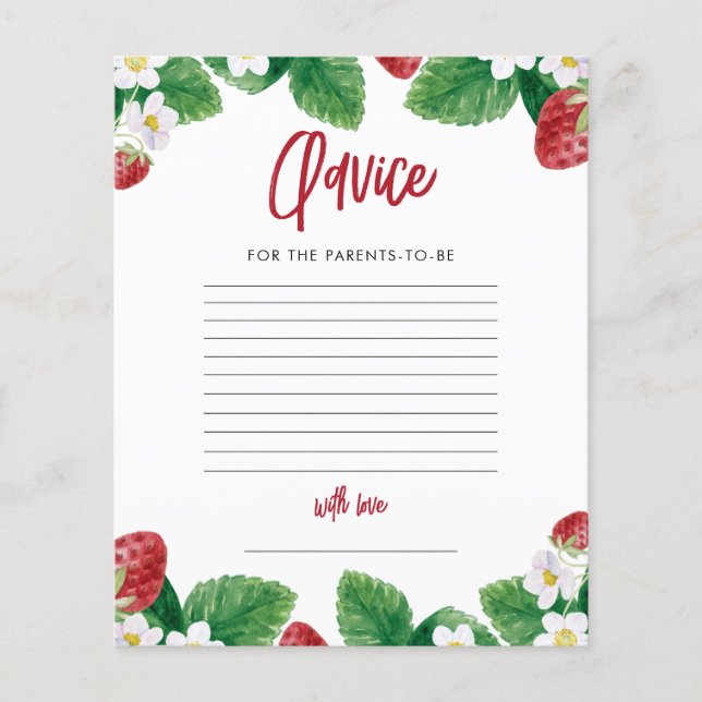 Lámina Juego de consejos Baby Shower de fresa de verano (Anverso)