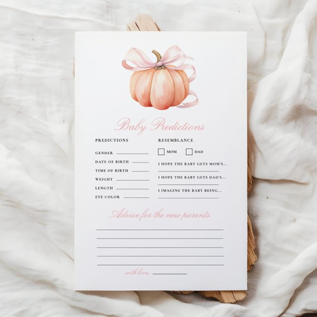 Lámina Juego de consejos de predicción de Baby Shower Bow (Subido por el creador)