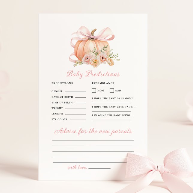 Lámina Juego de consejos de predicción de Baby Shower Bow (Subido por el creador)
