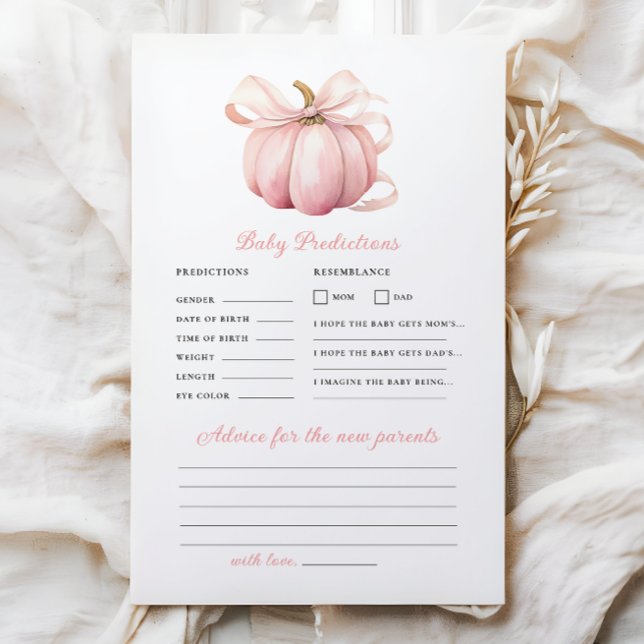 Lámina Juego de consejos de predicción de Baby Shower Bow (Subido por el creador)