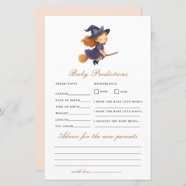 Lámina Juego de consejos de predicción de Baby Shower par (Anverso / Reverso)