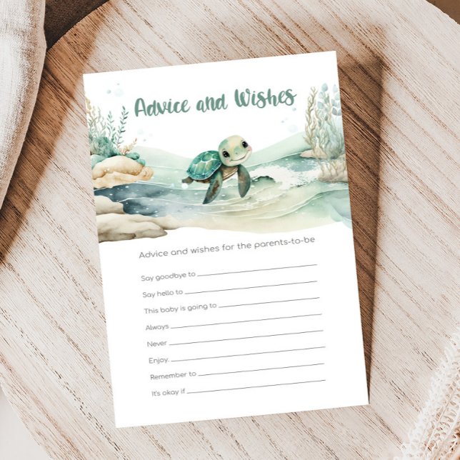 Lámina Juego de consejos y deseos de Baby Shower para tor (Sea Turtle Baby Shower Game)
