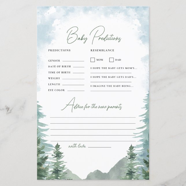 Lámina Juego de consejos y predicción de Baby Shower de a (Anverso)