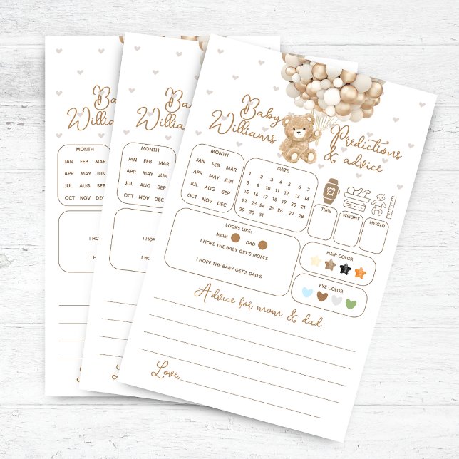 Lámina Juego de consejos y predicciones de Baby Shower en (Subido por el creador)