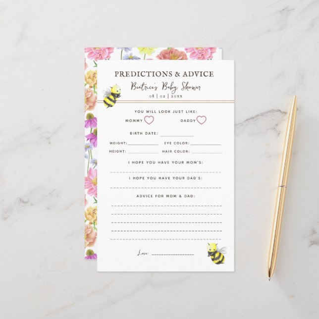 Lámina Juego de consejos y predicciones de Baby Shower so (Anverso/Reverso In Situ)