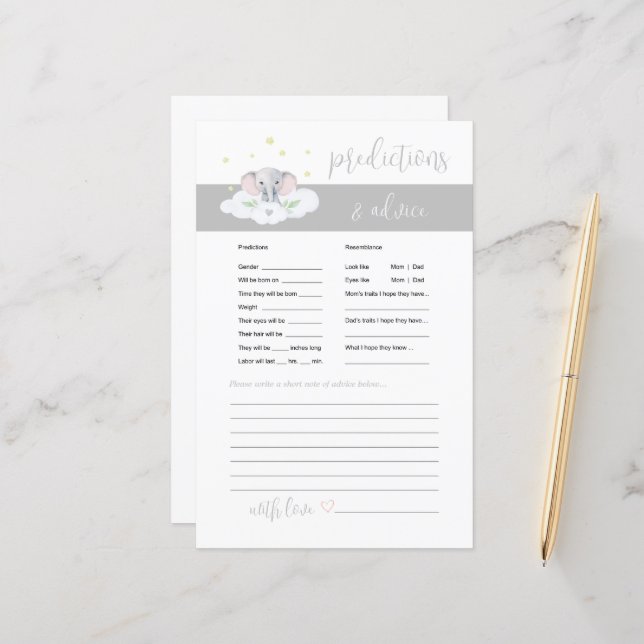 Lámina Juego de consejos y predicciones para el bebé elef (Anverso/Reverso In Situ)