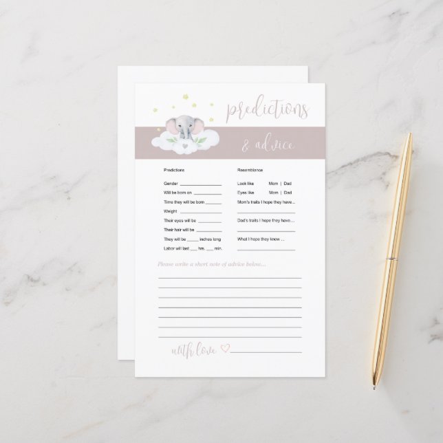 Lámina Juego de consejos y predicciones para el bebé elef (Anverso/Reverso In Situ)