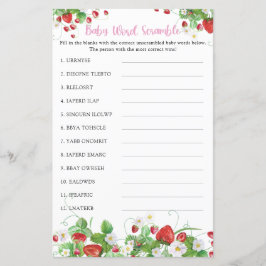 Lámina Juego de Cramble de Palabra Bebé | Fresa dulce